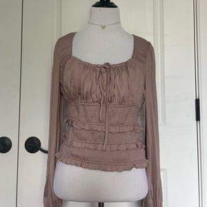 Latte Ruffle Blouse Top